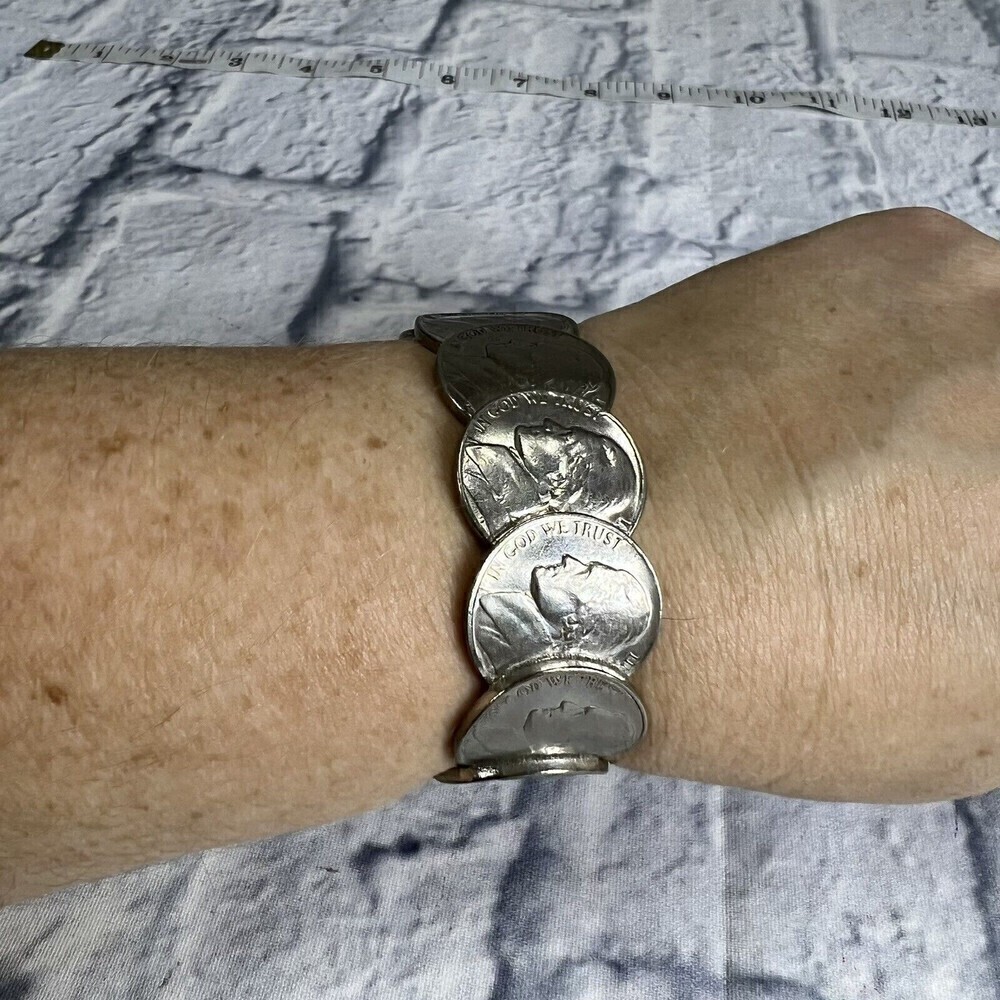 Handmade Artisan Coin Cuff Bracelet - Picture 4 of 10